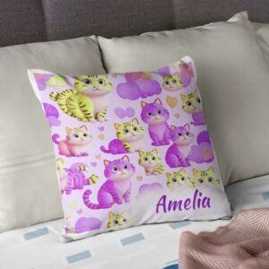 Cat Print Satin Cushion Cover - Image 4