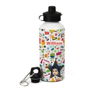 Personalised Aluminum White Water Bottles for Kids - Image 4