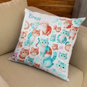 Cat Print Satin Cushion Cover - Image 14