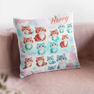 Cat Print Satin Cushion Cover - Image 13