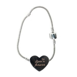 Custom Silver Heart Bracelet - Image 4