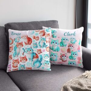 Cat Print Satin Cushion Cover - Image 12