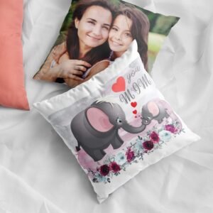 Express Your Love with a Personalised Cushion Cover, Featuring Adorable Baby Elephant and Mom Elephant - Image 4