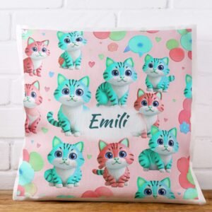 Cat Print Satin Cushion Cover - Image 11