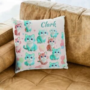 Cat Print Satin Cushion Cover - Image 5
