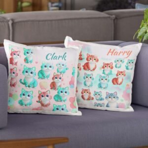 Cat Print Satin Cushion Cover - Image 6