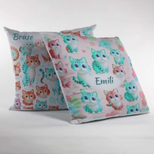 Cat Print Satin Cushion Cover - Image 7