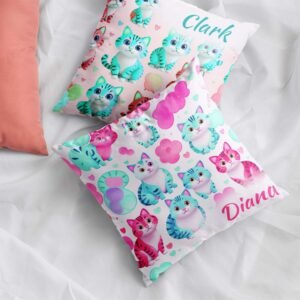 Cat Print Satin Cushion Cover - Image 8