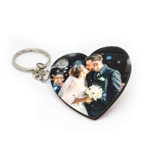 Custom Photo Printed Wooden Heart Keyring - Image 5