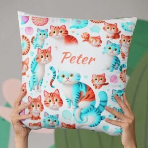 Cat Print Satin Cushion Cover - Image 9