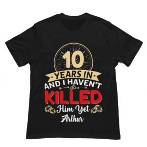 Personalised Black Cotton T-Shirt – Wedding Anniversary Gift - Image 9