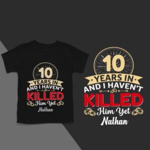 Personalised Black Cotton T-Shirt – Wedding Anniversary Gift - Image 7