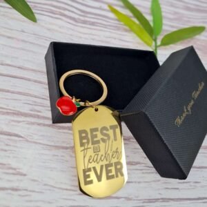 Best Teacher Ever Custom Gold Keyring - Image 4