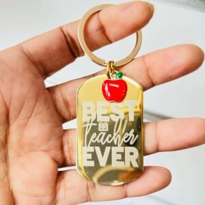 Best Teacher Ever Custom Gold Keyring - Image 9