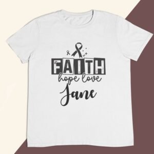 Personalised Ladies' Cotton Comfort Breast Cancer White T-Shirt - Image 6