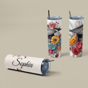 Personalised Graduate Floral Tumbler - Image 5
