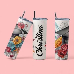 Personalised Graduate Floral Tumbler - Image 6