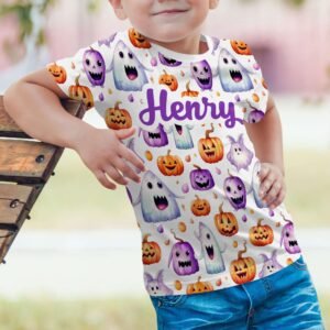 Personalised Spooky Print Kids T-Shirt - Image 4