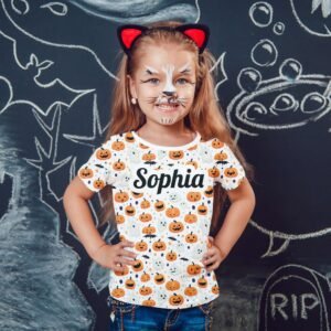 Personalised Spooky Print Kids T-Shirt - Image 3