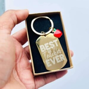Best Teacher Ever Custom Gold Keyring - Image 6