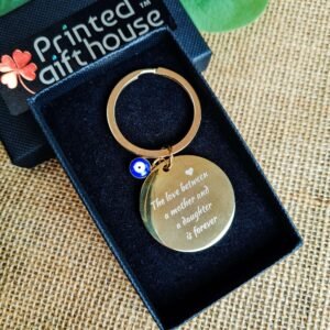 Hamsa Hand Gold Round Keyring with Charms - Image 4