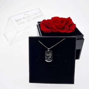 Premium Mothers Day Gift: Personalised Sterling Silver Pendant & Chain with Preserved Rose Box - Image 4