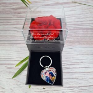 Custom Engraved Rose Box & Heart Keyring - Image 4