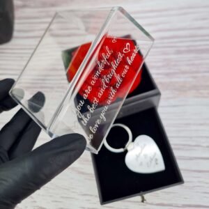 Custom Engraved Rose Box & Heart Keyring - Image 7
