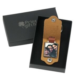 Custom Engraved Leather Keyring with Photo for Dad - Image 3