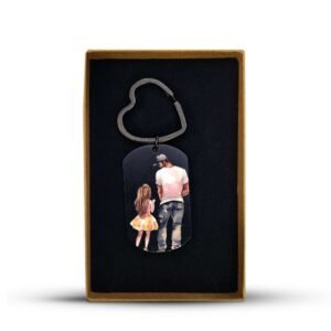 Custom Dad & Daughter Photo Keyring - Image 3
