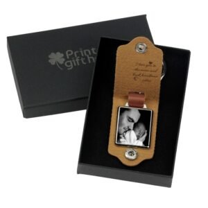 Custom Engraved Leather Keyring with Photo for Dad - Image 5
