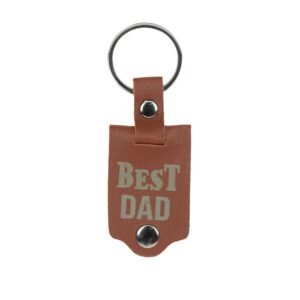 Custom Engraved Leather Keyring with Photo for Dad - Image 7