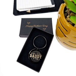 Daddy The Legend Engraved Round Keyring - Image 3