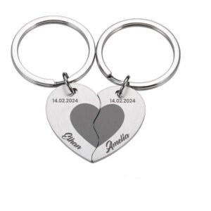 Custom Engraved Puzzle Heart Keyring - Image 6