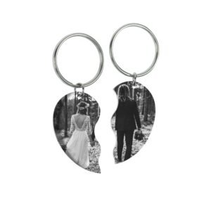 Custom Engraved Puzzle Heart Keyring - Image 3