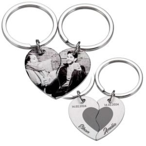 Custom Engraved Puzzle Heart Keyring - Image 12